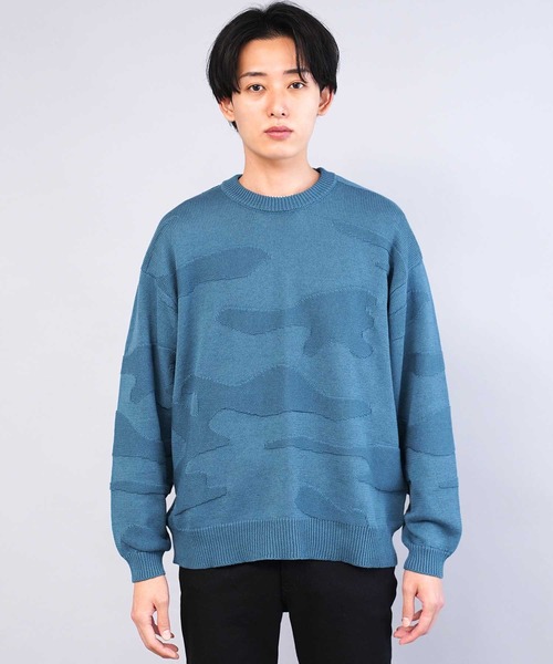 jiggys shop（ジギーズショップ）の「カモフラ柄ジャガードクルーネックウォッシャブル 洗えるニットセーター（ニット/セーター・メンズ・ブルー系その他/ブラック/カーキ/アイボリー・MEDIUM/LARGE/X-LARGE）」の17枚目の写真