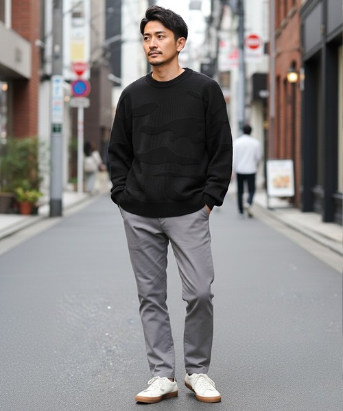 jiggys shop（ジギーズショップ）の「カモフラ柄ジャガードクルーネックウォッシャブル 洗えるニットセーター（ニット/セーター・メンズ・ブルー系その他/ブラック/カーキ/アイボリー・MEDIUM/LARGE/X-LARGE）」の7枚目の写真