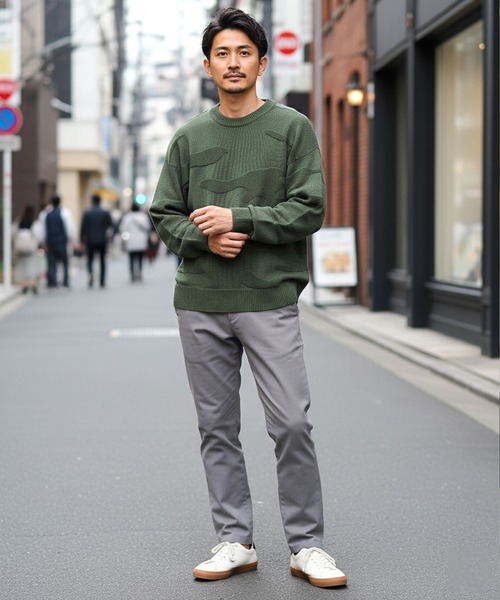 jiggys shop（ジギーズショップ）の「カモフラ柄ジャガードクルーネックウォッシャブル 洗えるニットセーター（ニット/セーター・メンズ・ブルー系その他/ブラック/カーキ/アイボリー・MEDIUM/LARGE/X-LARGE）」の6枚目の写真