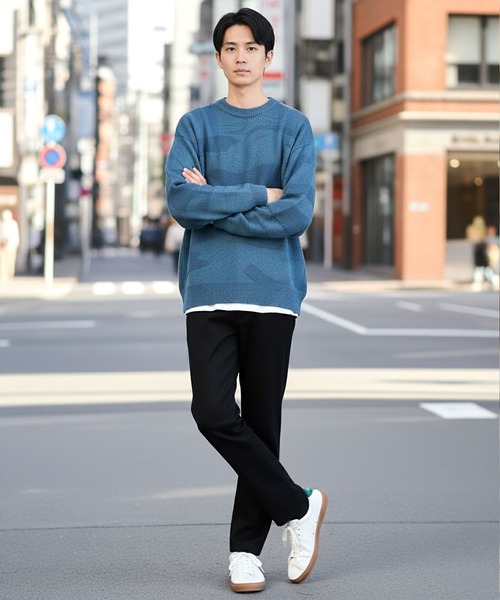 jiggys shop（ジギーズショップ）の「カモフラ柄ジャガードクルーネックウォッシャブル 洗えるニットセーター（ニット/セーター・メンズ・ブルー系その他/ブラック/カーキ/アイボリー・MEDIUM/LARGE/X-LARGE）」の5枚目の写真