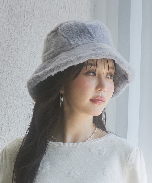セール】ふわふわフェイクファーバケットハット（ハット