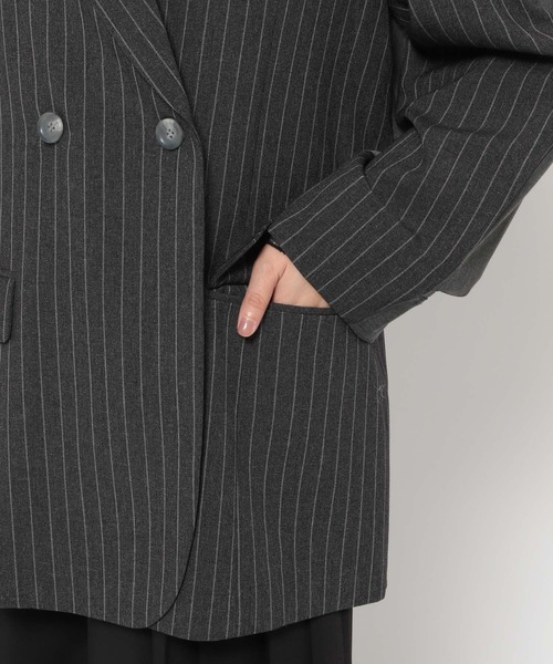 HARE(ハレ)の「ストライプドッキングジャケット(HARE)(テーラードジャケット・レディース・グレー/ブラック・FREE)」の19枚目の写真