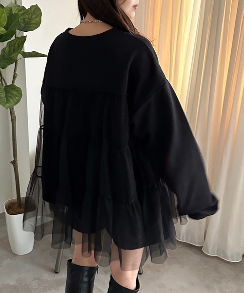 apres jour mignon(アプレジュールミニョン)の「チュールティアード裏毛スウェット【ZOZOTOWN限定アイテム】(スウェット・レディース・ブラック系その他/ブラック/ブラック系その他2・フリー/X-LARGE)」の7枚目の写真
