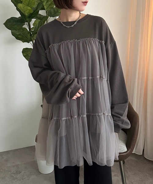 apres jour mignon(アプレジュールミニョン)の「チュールティアード裏毛スウェット【ZOZOTOWN限定アイテム】(スウェット・レディース・ブラック系その他/ブラック/ブラック系その他2・フリー/X-LARGE)」の11枚目の写真