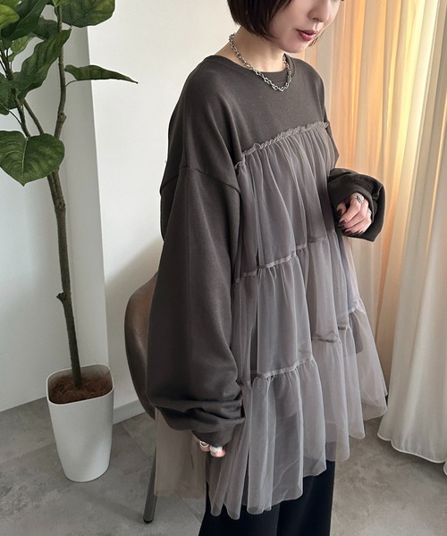 apres jour mignon(アプレジュールミニョン)の「チュールティアード裏毛スウェット【ZOZOTOWN限定アイテム】(スウェット・レディース・ブラック系その他/ブラック/ブラック系その他2・フリー/X-LARGE)」の13枚目の写真