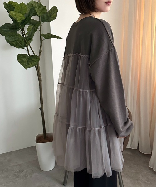 apres jour mignon(アプレジュールミニョン)の「チュールティアード裏毛スウェット【ZOZOTOWN限定アイテム】(スウェット・レディース・ブラック系その他/ブラック/ブラック系その他2・フリー/X-LARGE)」の14枚目の写真
