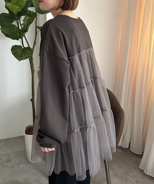apres jour mignon(アプレジュールミニョン)の「チュールティアード裏毛スウェット【ZOZOTOWN限定アイテム】(スウェット・レディース・ブラック系その他/ブラック/ブラック系その他2・フリー/X-LARGE)」の15枚目の写真