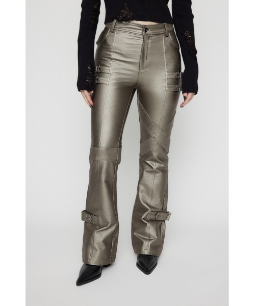 LAGUA GEM(ラグアジェム)の「BELT LUSTER フレアパンツ(スラックス・レディース・ライトブラック/ベージュ・X-SMALL/SMALL/MEDIUM)」の1枚目の写真