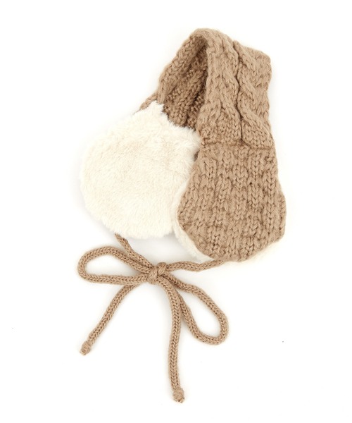 an meets zakka リブニット×モコモコファーコンビイヤーマフ / 耳当て