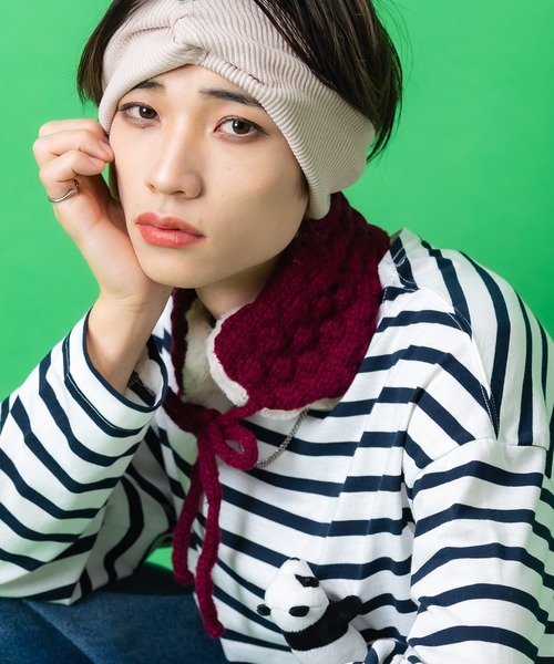 セール】an meets zakka リブニット×モコモコファーコンビイヤーマフ