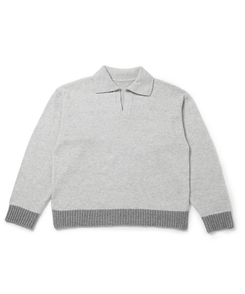 JUNRED（ジュンレッド）の「【一部店舗限定】スキッパーニットプルオーバー（ニット/セーター・メンズ・ライトグレー/ブラック/チャコールグレー・S/M/L）」の8枚目の写真