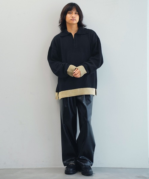 JUNRED（ジュンレッド）の「【一部店舗限定】スキッパーニットプルオーバー（ニット/セーター・メンズ・ライトグレー/ブラック/チャコールグレー・S/M/L）」の20枚目の写真