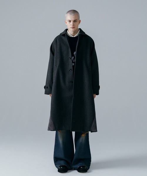 ajouter flow(アジューテフロー)の「【ajouter flow】switching long soutien collar coat(ステンカラーコート・メンズ・ブラック/チャコールグレー・L/M)」の21枚目の写真