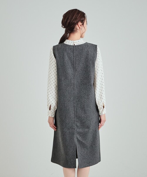 SHOO・LA・RUE(シューラルー)の「◆大人上品な ウール調Vネックジャンドレ(ワンピース・レディース・チャコールグレー/ブラック系7/ブラック・01/02/03/04)」の20枚目の写真