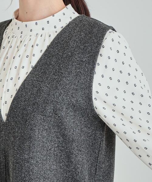 SHOO・LA・RUE(シューラルー)の「◆大人上品な ウール調Vネックジャンドレ(ワンピース・レディース・チャコールグレー/ブラック系7/ブラック・01/02/03/04)」の22枚目の写真