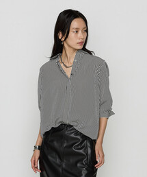 パウダーデシン／デシンストライプ シャツ