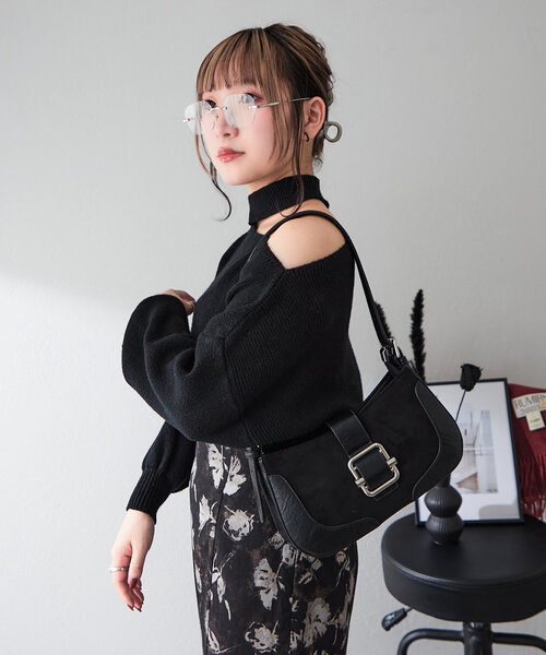 Mavie..7(メヴィセットゥ)の「【Mavie..7】異素材ショルダーBAG(ショルダーバッグ・レディース・ボルドー/ブラック・FREE)」の4枚目の写真