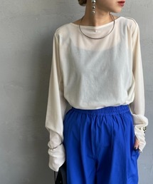 nenom（ネノム）の「[nenom/ネノム] シアーベロア ボートネックロングスリーブTシャツ（Tシャツ/カットソー）」