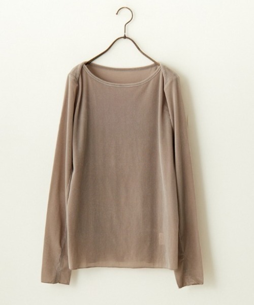 nenom/ネノム] シアーベロア ボートネックロングスリーブTシャツ（T