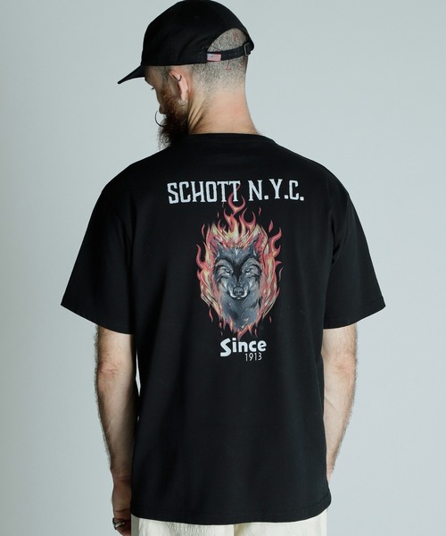 schott(ショット)の「Schott/ショット/T-SHIRT FIREWOLF/Tシャツ ファイアウルフ(Tシャツ/カットソー・メンズ・ブラック/ネイビー/ホワイト・2XL/XL/L/M)」の10枚目の写真