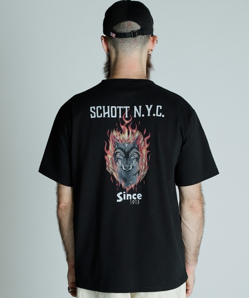 schott(ショット)の「Schott/ショット/T-SHIRT FIREWOLF/Tシャツ ファイアウルフ(Tシャツ/カットソー・メンズ・ブラック/ネイビー/ホワイト・2XL/XL/L/M)」の15枚目の写真