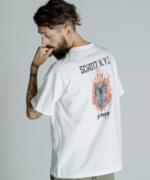 schott(ショット)の「Schott/ショット/T-SHIRT FIREWOLF/Tシャツ ファイアウルフ(Tシャツ/カットソー・メンズ・ブラック/ネイビー/ホワイト・2XL/XL/L/M)」の8枚目の写真