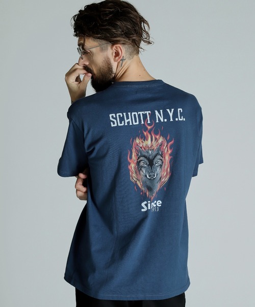 schott(ショット)の「Schott/ショット/T-SHIRT FIREWOLF/Tシャツ ファイアウルフ(Tシャツ/カットソー・メンズ・ブラック/ネイビー/ホワイト・2XL/XL/L/M)」の12枚目の写真