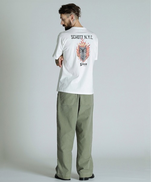 schott(ショット)の「Schott/ショット/T-SHIRT FIREWOLF/Tシャツ ファイアウルフ(Tシャツ/カットソー・メンズ・ブラック/ネイビー/ホワイト・2XL/XL/L/M)」の19枚目の写真