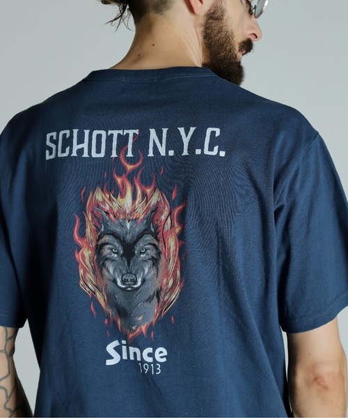 schott(ショット)の「Schott/ショット/T-SHIRT FIREWOLF/Tシャツ ファイアウルフ(Tシャツ/カットソー・メンズ・ブラック/ネイビー/ホワイト・2XL/XL/L/M)」の7枚目の写真