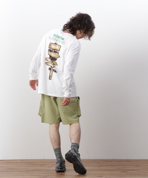 MANASTASH(マナスタッシュ)の「MANASTASH/マナスタッシュ/ L/S TEE CAMPERS GATHERING(Tシャツ/カットソー・メンズ・ホワイト/ダークグリーン/ブラック・XL/M/S/L)」の8枚目の写真