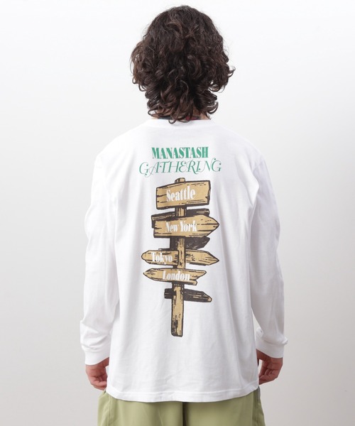 MANASTASH(マナスタッシュ)の「MANASTASH/マナスタッシュ/ L/S TEE CAMPERS GATHERING(Tシャツ/カットソー・メンズ・ホワイト/ダークグリーン/ブラック・XL/M/S/L)」の6枚目の写真