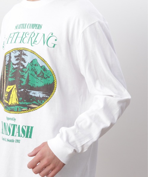 MANASTASH(マナスタッシュ)の「MANASTASH/マナスタッシュ/ L/S TEE CAMPERS GATHERING(Tシャツ/カットソー・メンズ・ホワイト/ダークグリーン/ブラック・XL/M/S/L)」の11枚目の写真