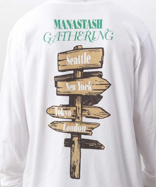 MANASTASH(マナスタッシュ)の「MANASTASH/マナスタッシュ/ L/S TEE CAMPERS GATHERING(Tシャツ/カットソー・メンズ・ホワイト/ダークグリーン/ブラック・XL/M/S/L)」の12枚目の写真