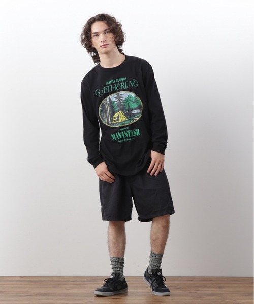 MANASTASH(マナスタッシュ)の「MANASTASH/マナスタッシュ/ L/S TEE CAMPERS GATHERING(Tシャツ/カットソー・メンズ・ホワイト/ダークグリーン/ブラック・XL/M/S/L)」の16枚目の写真