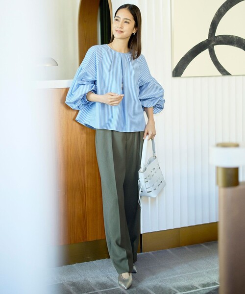 自由区(ジユウク)の「リネンライクシンセティックワイドストレート パンツ(その他パンツ・レディース・グレー系/ライトイエロー系/カーキ系/ダークブラウン・46/44)」の8枚目の写真