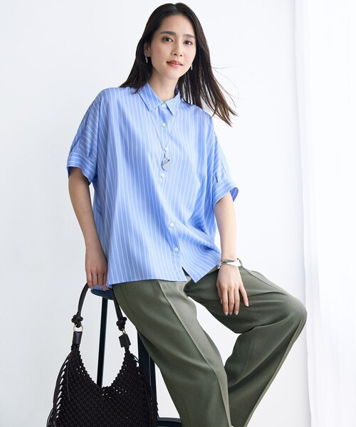 自由区(ジユウク)の「リネンライクシンセティックワイドストレート パンツ(その他パンツ・レディース・グレー系/ライトイエロー系/カーキ系/ダークブラウン・46/44)」の9枚目の写真