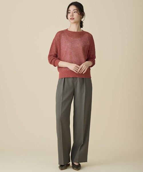 自由区(ジユウク)の「リネンライクシンセティックワイドストレート パンツ(その他パンツ・レディース・グレー系/ライトイエロー系/カーキ系/ダークブラウン・46/44)」の14枚目の写真