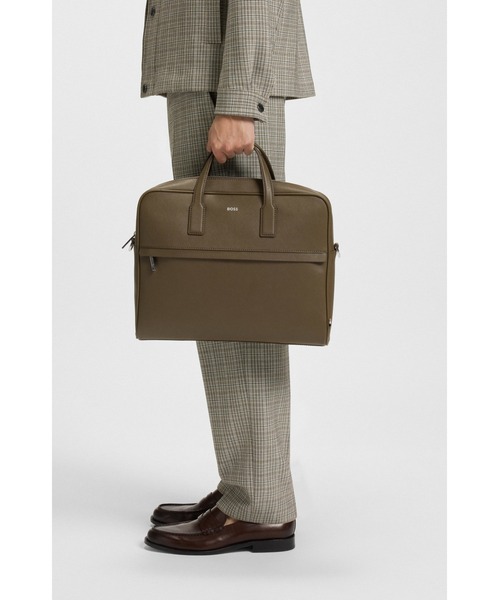 BOSS(ボス)の「ストラクチャード ドキュメントケース レタリングロゴ(ビジネスバッグ・メンズ・ベージュ/ブラック・ONESIZE)」の4枚目の写真