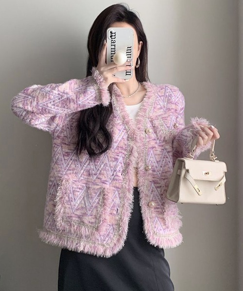 Miniministore(ミニミニストア)の「ラメツイード風ジャケット韓国風レディース(ブルゾン・レディース・ライトグレー/ミント/ピンク・FREE)」の20枚目の写真