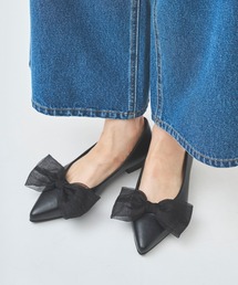 シアーリボンフラットシューズ