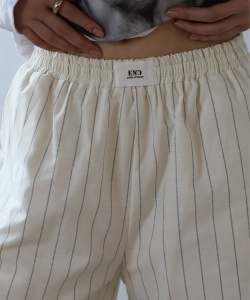 セール】center label striped half pants / センターラベル