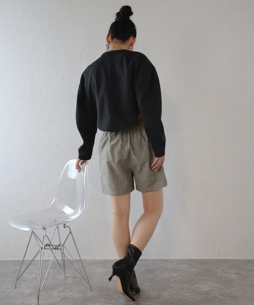 セール】center label striped half pants / センターラベル