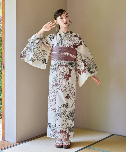 hinari × utatane浴衣セット 牡丹　ボルドー セール】hinari × utatane浴衣セット 牡丹（浴衣）｜hinari