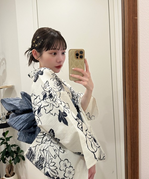 hinari × utatane浴衣セット 牡丹　ネイビー　新品未使用 ㅤ hinari × utatane 新作浴衣👘🤍 牡丹 / navy 着てます