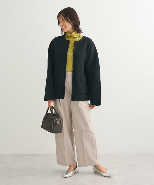 Green　Parks（グリーンパークス）の「・swing by W-ZIPニットカーディガン（カーディガン/ボレロ・レディース・ライトグレー/ピンク/ブラック/オフホワイト・FREE）」の12枚目の写真