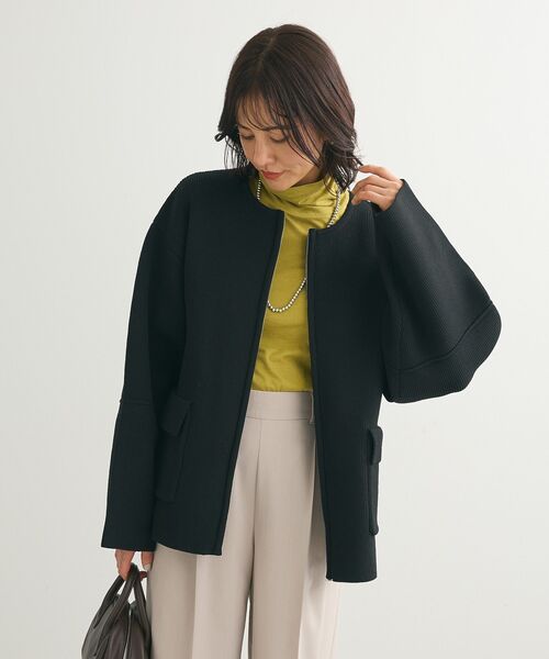 Green　Parks（グリーンパークス）の「・swing by W-ZIPニットカーディガン（カーディガン/ボレロ・レディース・ライトグレー/ピンク/ブラック/オフホワイト・FREE）」の15枚目の写真