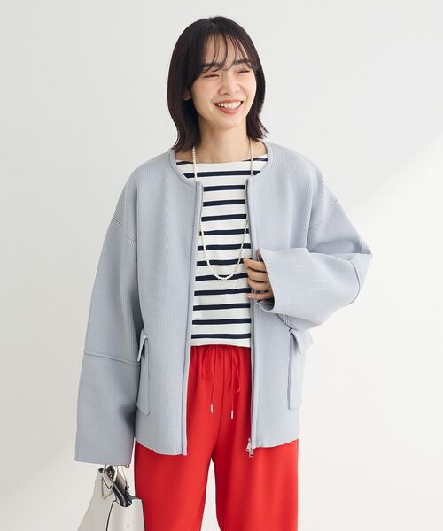 Green　Parks（グリーンパークス）の「・swing by W-ZIPニットカーディガン（カーディガン/ボレロ・レディース・ライトグレー/ピンク/ブラック/オフホワイト・FREE）」の20枚目の写真