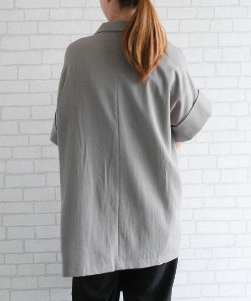 aquagarage（アクアガレージ）の「半袖シャツジャケット（テーラードジャケット・レディース・ホワイト/ブラック/オリーブ/モカ/ベージュ/チャコール・FREE）」の16枚目の写真