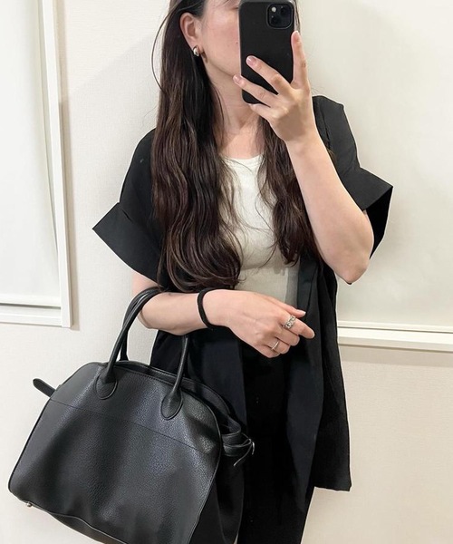 aquagarage（アクアガレージ）の「半袖シャツジャケット（テーラードジャケット・レディース・ホワイト/ブラック/オリーブ/モカ/ベージュ/チャコール・FREE）」の22枚目の写真