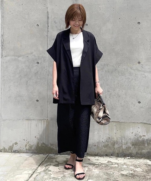 aquagarage（アクアガレージ）の「半袖シャツジャケット（テーラードジャケット・レディース・ホワイト/ブラック/オリーブ/モカ/ベージュ/チャコール・FREE）」の19枚目の写真